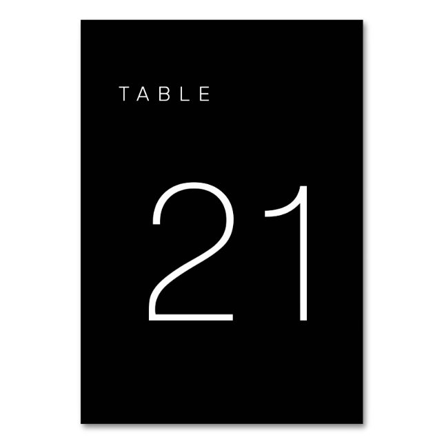 Modern Minimalist Black and White Table Number 21 (Back)