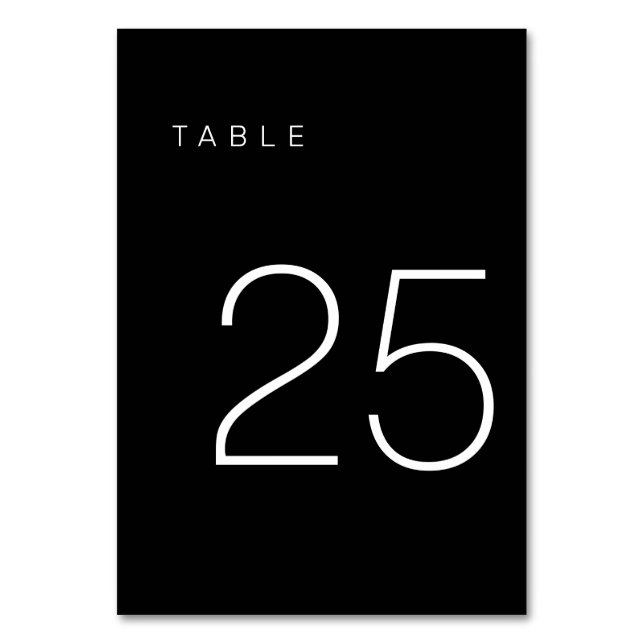 Modern Minimalist Black and White Table Number 25 (Front)