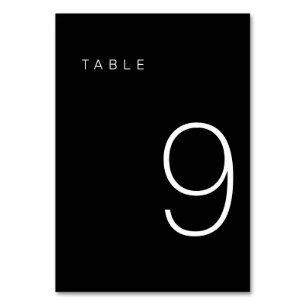 Modern Minimalist Black and White Table Number 9
