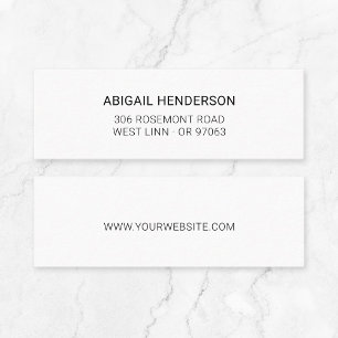 Modern Minimalist Black and White Typo Basic 10   Mini Business Card