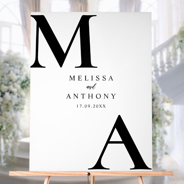 Modern Minimalist Black and White Wedding Acrylic Sign (Creator Uploaded)