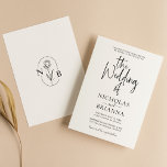 Modern Minimalist Black and White Wedding Classic Invitation<br><div class="desc">Modern Minimalist Black and White Wedding Classic Invitation. Monogram at the back.</div>