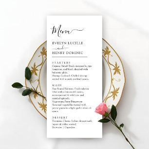 Modern Minimalist Black and White Wedding Dinner Menu