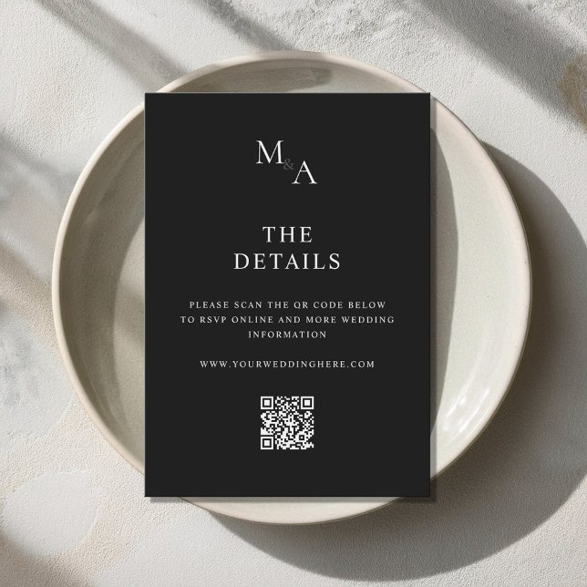 Modern Minimalist Black and White Wedding Enclosure Card (Creator Uploaded)