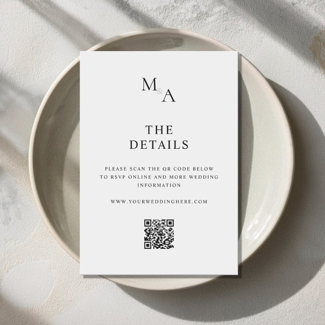 Modern Minimalist Black and White Wedding Enclosure Card (Creator Uploaded)