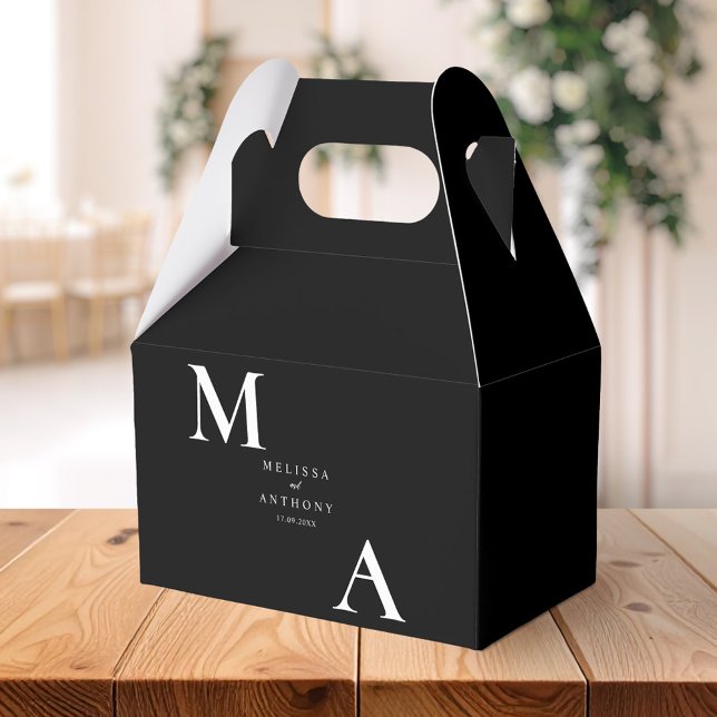 Modern Minimalist Black and White Wedding Favor Box (Creator Uploaded)