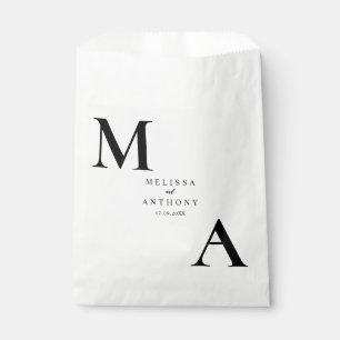 Modern Minimalist Black and White Wedding Favour Bag