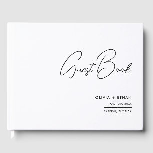 Modern Minimalist Black and White Wedding Guest Book