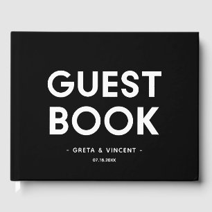 Modern minimalist Black and white wedding Guest Book