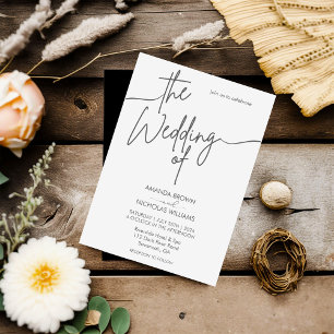 Modern Minimalist Black and White Wedding Invitation