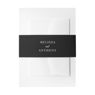Modern Minimalist Black and White Wedding Invitation Belly Band