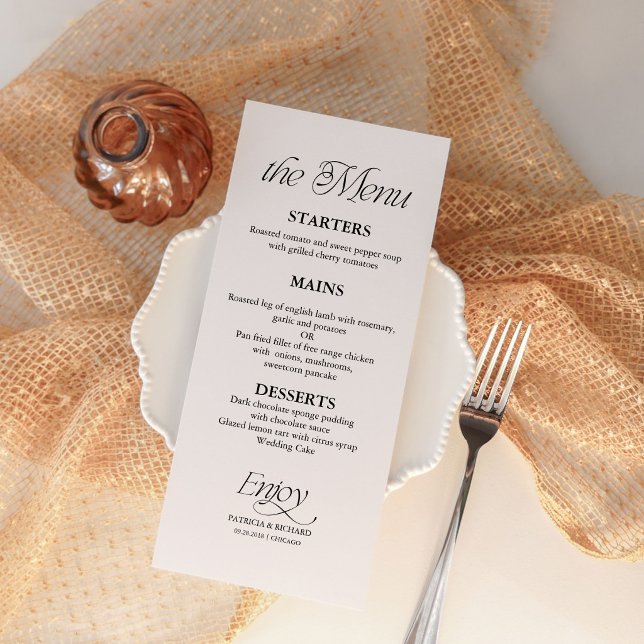 Modern Minimalist Black and White Wedding Menu (Creator Uploaded)