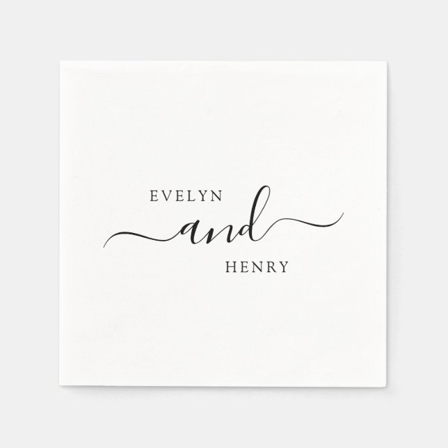 Modern Minimalist Black and White Wedding Napkin (Front)