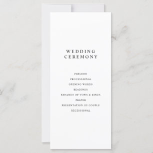 Modern Minimalist Black and White Wedding Program