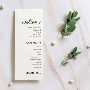 Modern Minimalist Black and White Wedding Program