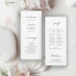 Modern minimalist black and white wedding program<br><div class="desc">Simple minimal elegant typography trendy clean white ceremony and party wedding program template featuring a chic calligraphy script and a frame with rounded corners.              Easy to personalize with your custom text on both sides!</div>