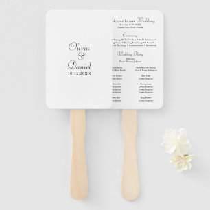 Modern Minimalist Black and White Wedding Program Hand Fan