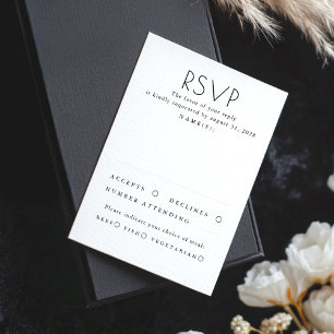 Modern Minimalist Black and White Wedding RSVP Card