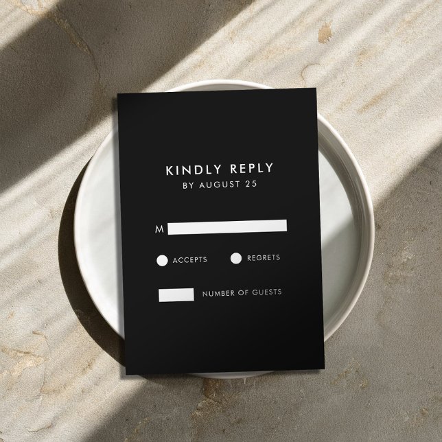 Modern Minimalist Black and White Wedding  RSVP Card (Creator Uploaded)