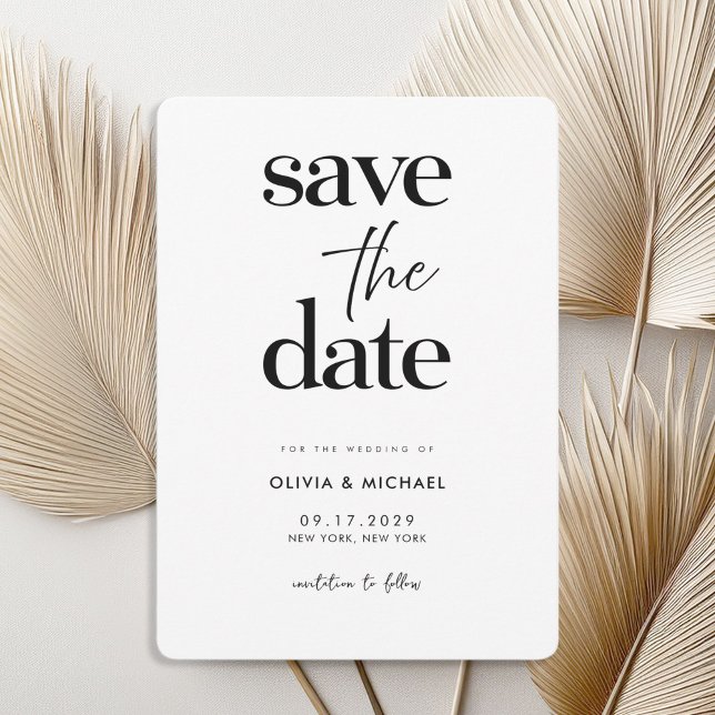 Modern Minimalist Black and White Wedding  Save The Date (Creator Uploaded)