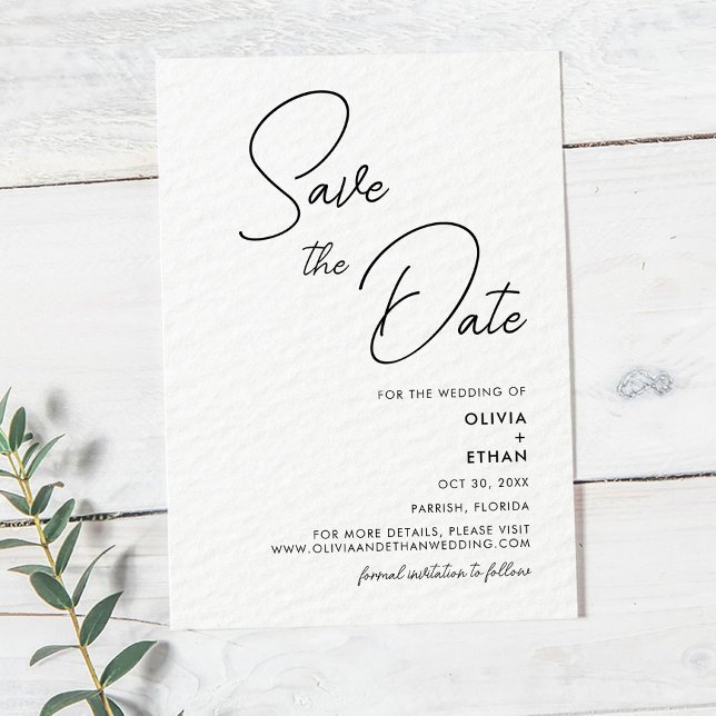 Modern Minimalist Black and White Wedding Save The Date (Creator Uploaded)