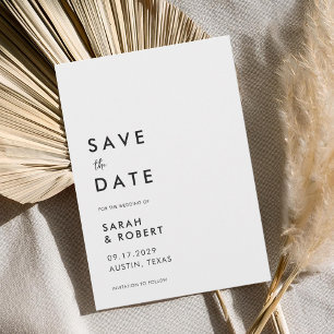 Modern Minimalist Black and White Wedding Save The Date