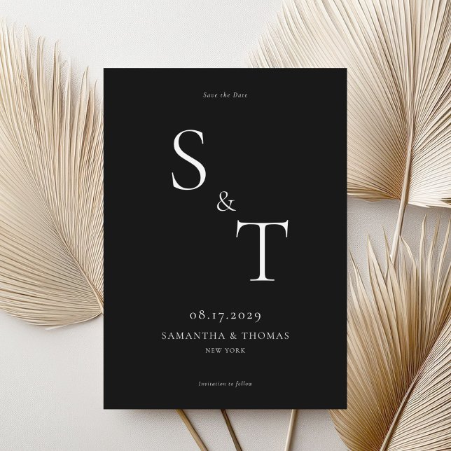 Modern Minimalist Black and White Wedding Save The Date (Creator Uploaded)