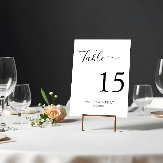 Modern Minimalist Black and White Wedding Table Number (Creator Uploaded)