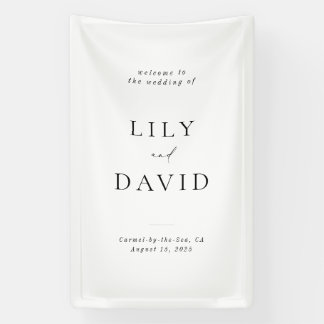 Modern Minimalist Black and White Wedding Welcome Banner