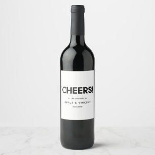 Modern minimalist Black and white wedding Wine Label