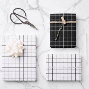 Modern Minimalist Black And White Wrapping Paper Sheet
