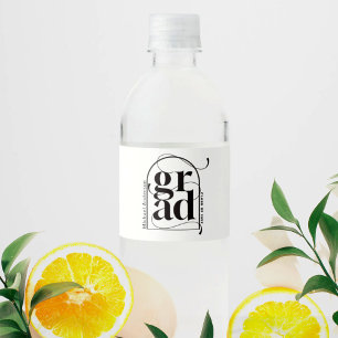 Modern Minimalist Black Arch Bold Graduation Water Bottle Label