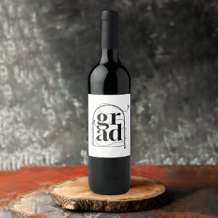 Modern Minimalist Black Arch Bold Graduation Wine Label