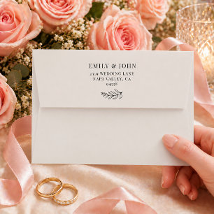 Modern Minimalist Black & Beige Wedding Envelope