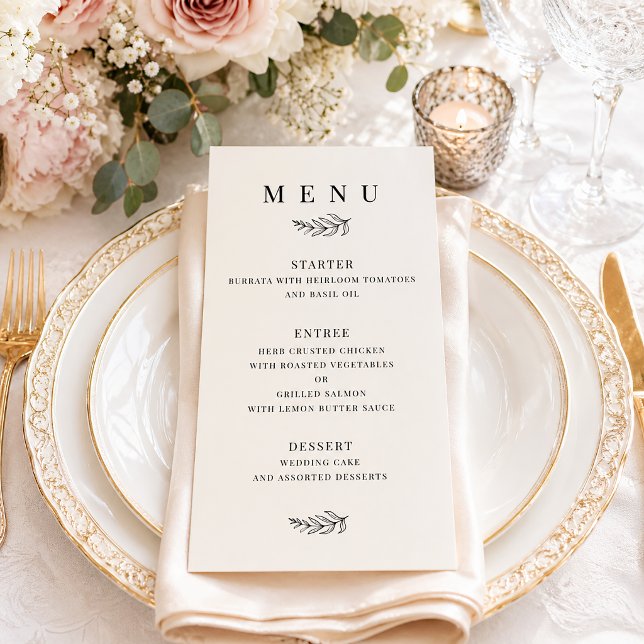 Modern Minimalist Black & Beige Wedding Menu (Creator Uploaded)