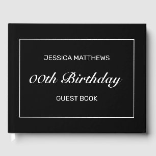 Modern Minimalist Black Birthday Custom Number Guest Book