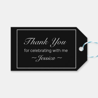 Modern Minimalist Black Birthday Thank You Favour Gift Tags