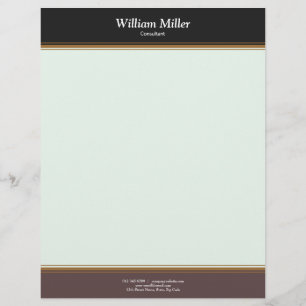 Modern Minimalist Black Brown Stripes Letterhead