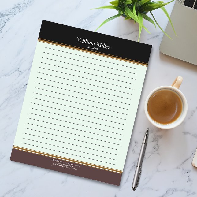 Modern Minimalist Black Brown Stripes Lined Notepad (Creator Uploaded)