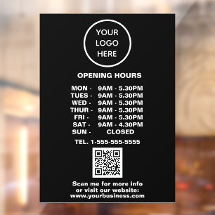 Modern Minimalist Black Business Logo QR Code Window Cling