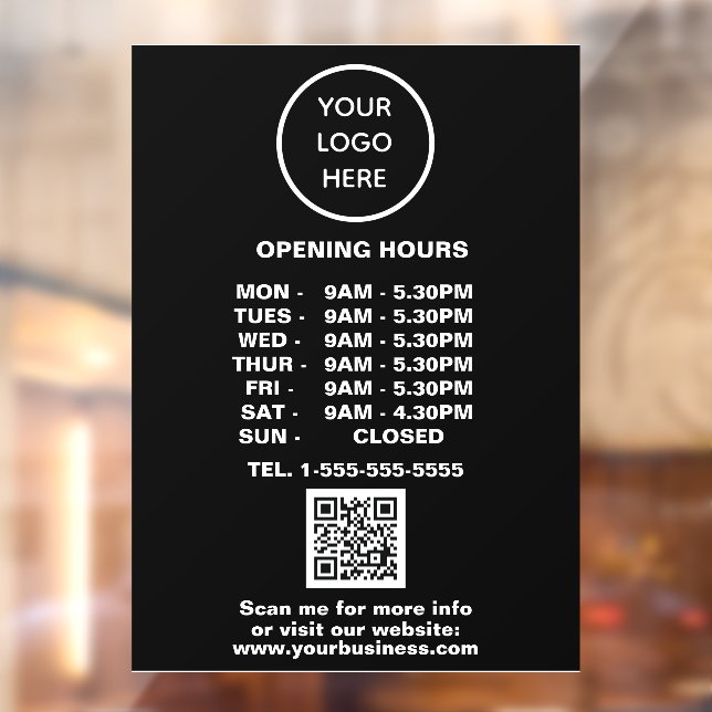 Modern Minimalist Black Business Logo QR Code  Window Cling (Sheet 2)