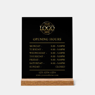 Modern Minimalist Black   Business Opening Hours Acrylic Sign