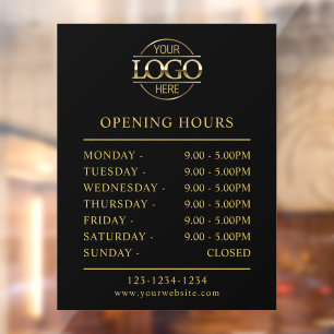 Modern Minimalist Black   Business Opening Hours Window Cling
