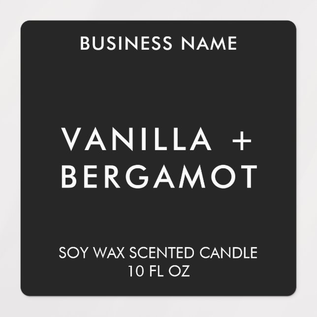 Modern Minimalist Black Candle Label (Design 1)