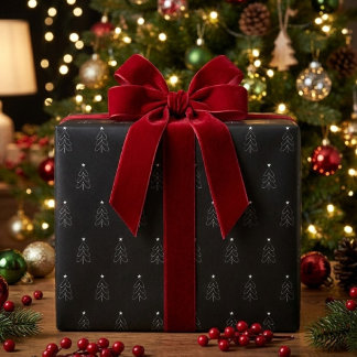 Modern Minimalist Black Christmas Tree Wrapping Paper