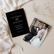 Modern Minimalist Black Elegant Photo Wedding