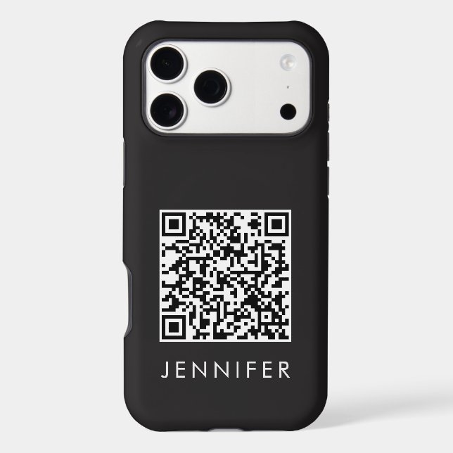 Modern Minimalist Black Executive QR Code Monogram (Back)
