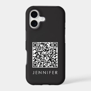 Modern Minimalist Black Executive QR Code Monogram