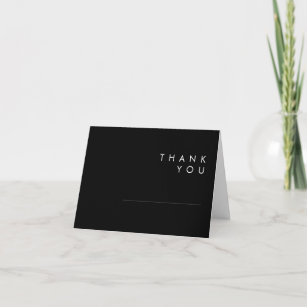 Modern Minimalist   Black Folded Thank You Card