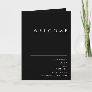 Modern Minimalist   Black Folded Wedding Program